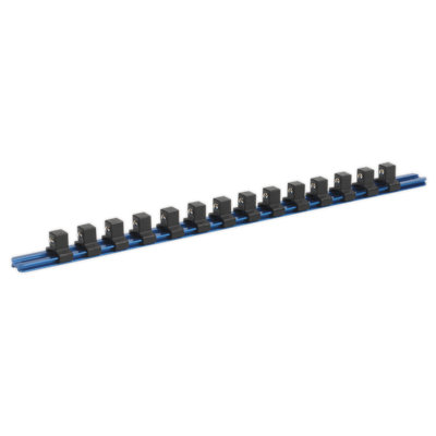 Sealey Socket Retaining Rail With 14 Clips Aluminium 1/2" Square Drive SR1214