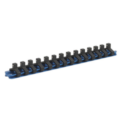 Sealey Socket Retaining Rail With 14 Clips Aluminium 1/4