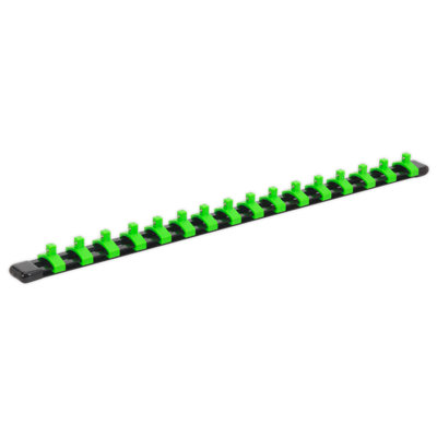 Sealey Socket Retaining Rail With 16 Clips 1/4" Square Drive Green AK27052HV