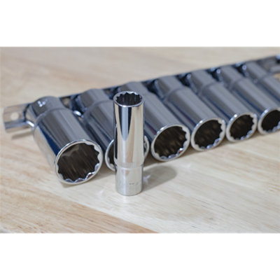 Sealey Socket Set 11pc 3/8" Square Drive 12 Point Deep WallDrive Imperial AK2673
