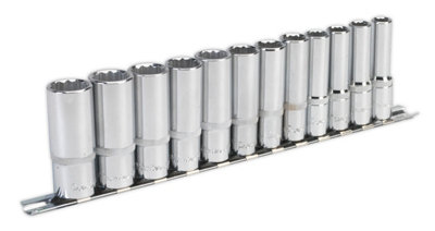 Sealey Socket Set 12 Pcs 3/8" Square Drive 12 Point Deep WallDrive Metric AK2683