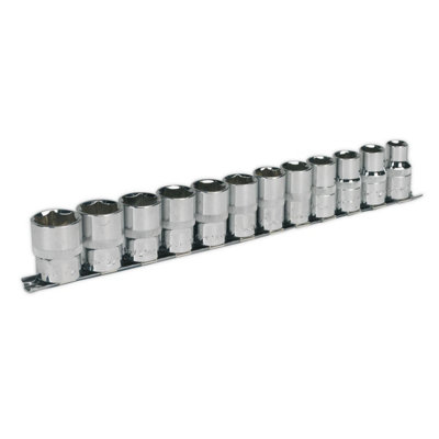 Sealey Socket Set 12 Pieces 1/2" Square Drive 6 Point WallDrive Metric AK2695