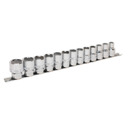 Sealey Socket Set 13 Pcs 1/2" Square Drive Lock-On 6 Point Metric 10-24mm AK2742