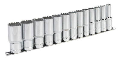 Sealey Socket Set 13pc 1/2" Square Drive 12 Point Deep WallDrive Imperial AK2675