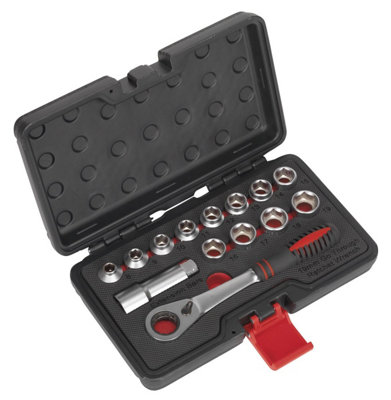 Sealey Socket Set 14pc Go-Through Low Profile WallDrive Metric