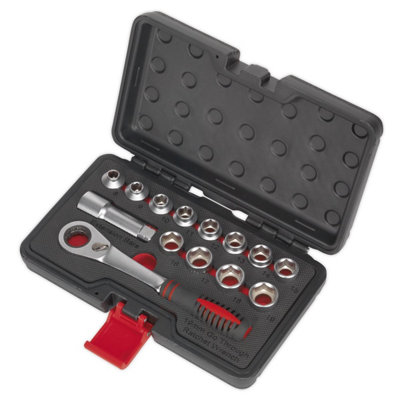 Sealey Socket Set 14pc Go-Through Low Profile WallDrive Metric