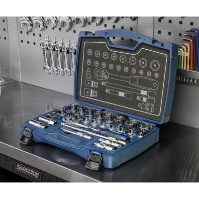 Sealey Socket Set 26 Pieces 1/2" Square Drive 6 Point WallDrive Metric AK8992