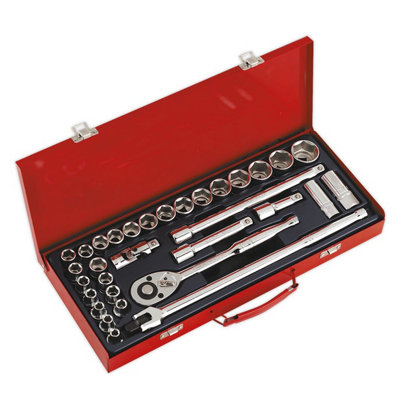 Sealey Socket Set 32 Pcs 1/2" Square Drive 6-Point WallDrive - DuoMetric AK693