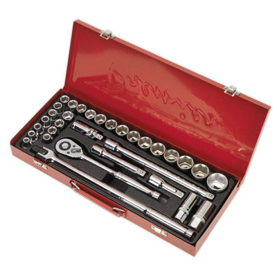 Sealey Socket Set 32 Pcs 1/2" Square Drive 6-Point WallDrive - DuoMetric AK693