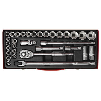 Sealey Socket Set 32 Pcs 1/2" Square Drive 6-Point WallDrive - DuoMetric AK693