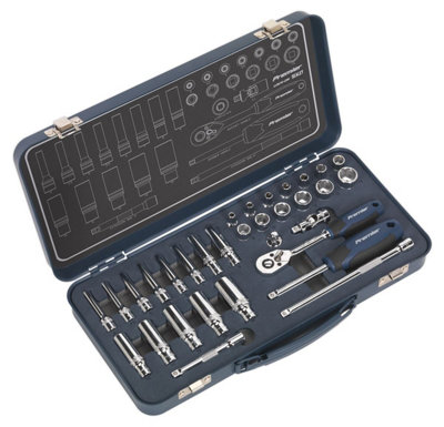 Sealey Socket Set 32 Pieces 1/4" Square Drive Lock-On 6 Point Metric AK27480