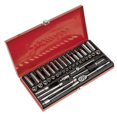 Sealey Socket Set 41 Pcs 1/4" Square Drive 6-Point WallDrive - DuoMetric AK690