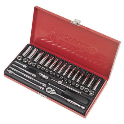 Sealey Socket Set 41 Pcs 1/4" Square Drive 6-Point WallDrive - DuoMetric AK690