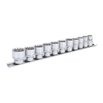 Sealey Socket Set Supplied on Rail 11 Pcs 3/8" Square Drive Total Drive AK69911