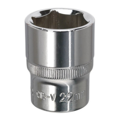 Sealey SP1222 Premier Fully Polished Socket 1/2"Sq Drive 22mm