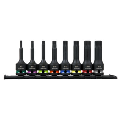 Sealey Spline Impact Socket Bit Set With Rail 8 Pieces 1/2" Square Drive AK56004