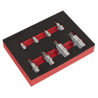 Sealey Spline Socket Bit Set 8 Pieces 1/4