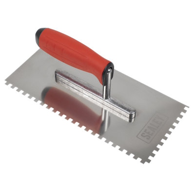 Sealey Stainless Steel 270mm Notched Trowel Rubber Handle Soft Grip 6mm T7806