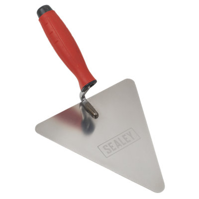 Sealey Stainless Steel Triangular Brick Trowel Rubber Handle 180mm Soft Grip