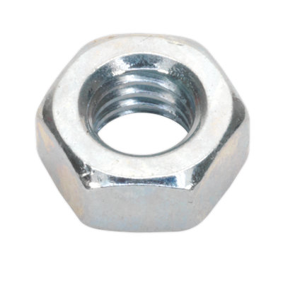 Sealey Steel Nut M6 Zinc DIN 934 Pack of 100 Pieces Metric Hex With Bag SN6