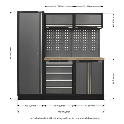 Sealey Superline Pro Modular Storage System Combo Wood Worktop APMSSTACK02W