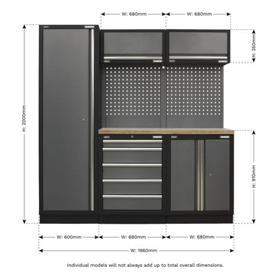 Sealey Superline Pro Modular Storage System Combo Wood Worktop APMSSTACK02W