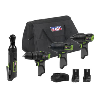 Sealey SV10.8 Series 4x 10.8V Cordless Combo Kit With 2 Batteries & Euro Plug