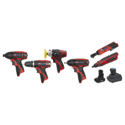 Sealey SV12 Series 6 x 12V Ergonomic Cordless Power Tool Combo Kit CP1200COMBO2