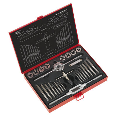 Sealey Tap & Die Set 28 Pieces Split Dies Imperial BSW 1/8"-1/2" AK3028BSW