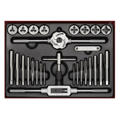 Sealey Tap & Die Set 28 Pieces Split Dies Imperial BSW 1/8"-1/2" AK3028BSW - 6