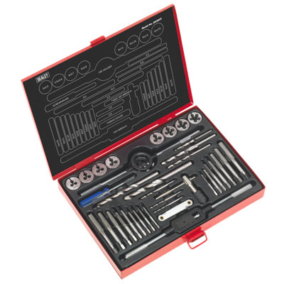 Sealey Tap & Die Set 37 Pieces Split Dies Metric High Carbon Steel Tool AK3037