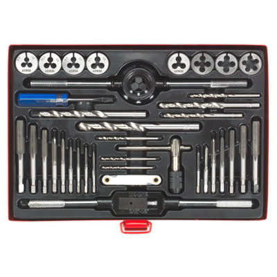 Sealey Tap & Die Set 37 Pieces Split Dies Metric High Carbon Steel Tool AK3037
