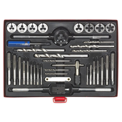 Sealey Tap & Die Set 37 Pieces Split Dies Metric High Carbon Steel Tool AK3037 - 6