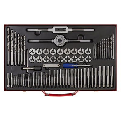 Sealey Tap & Die Set Split Dies With Machined Lead-Ins 76 Pieces Steel AK3076