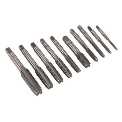 Sealey Tap Set 10 Pcs Metric Tungsten Steel Hardened & Tempered Long Life AK304M