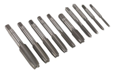 Sealey Tap Set 10 Pcs Metric Tungsten Steel Hardened & Tempered Long Life AK304M