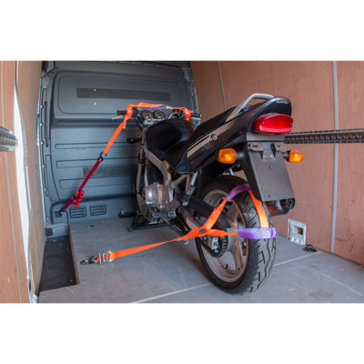 Sealey Tie Down For Motorcycle Rear Wheel - Polyester Webbing Orange TDMCRW