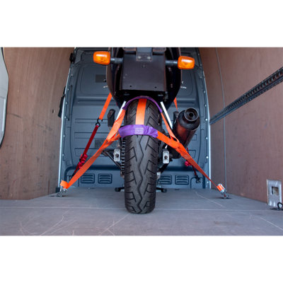 Sealey Tie Down For Motorcycle Rear Wheel - Polyester Webbing Orange TDMCRW