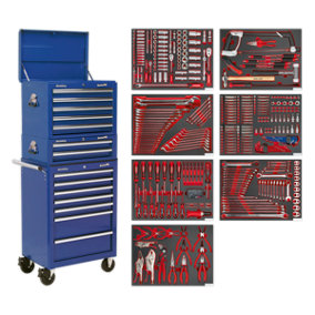 Sealey Tool Chest 14 Drawers Ball Bearing Slide Blue 446 Pcs Tool Kit TBTPCOMBO5