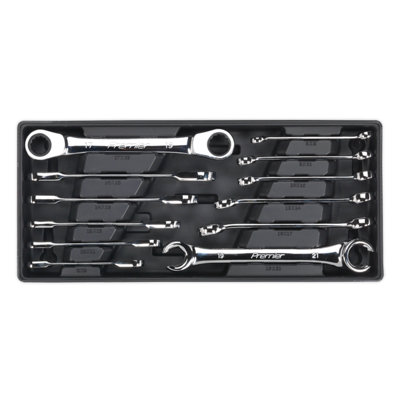 Sealey Tool Tray With Flare Nut & Ratchet Ring Spanner Set 12 Pieces TBT13