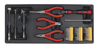 Sealey Tool Tray With Precision & Pick-Up Tool Set 38pc 176.5 x 397 x ...