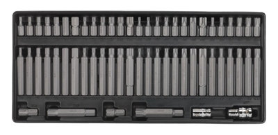 Sealey Tool Tray With Ribe/Spline/Hex/Security TRX-Star Bit Set 60pc TBT11