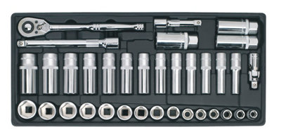 Sealey Tool Tray with Socket Set 35pc 3/8"Sq Drive TBT20