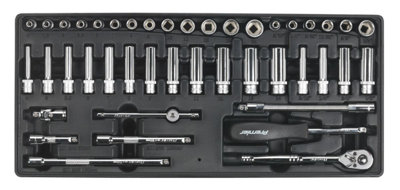 Sealey Tool Tray with Socket Set 43pc 1/4"Sq Drive TBT19