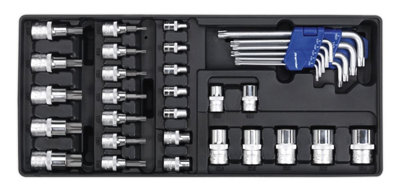 Sealey Tool Tray With TRX-Star Key, Socket Bit & Socket Set 35 Pieces TBT08