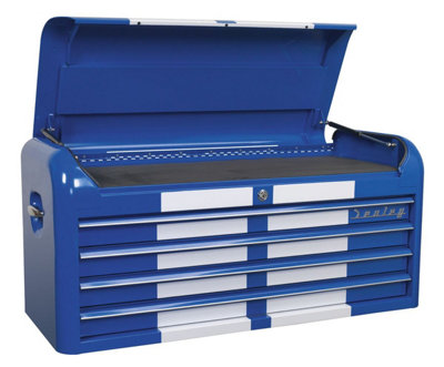 Sealey Topchest 4 Drawer Wide Retro Style - Blue with White Stripes ...