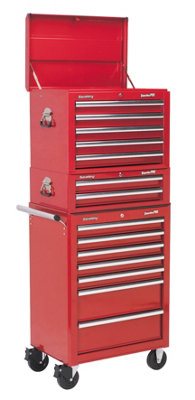 Sealey Topchest, Mid-Box & Rollcab Combination 14 Drawer with Ball ...
