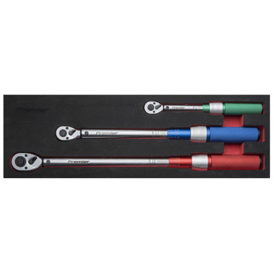 Sealey Torque Wrench 3pc Set 1/4" 3/8" 1/2" Micrometer Style STW900SET