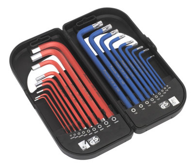 Sealey TRX-Star and Ball-End Hex Key Set 18 Pieces Long Anti-Slip AK7176