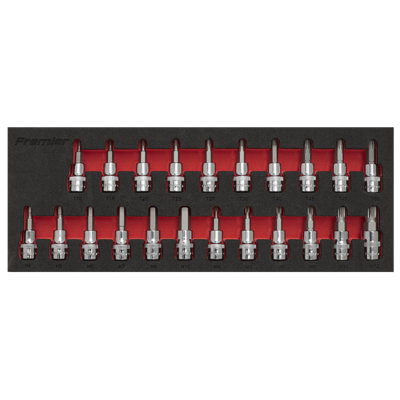 Sealey TRX-Star Hex Spline Socket Bit Set 22 Pieces 3/8" Square Drive AK6243